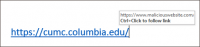 CUMC link with actual link to malicious site revealed
